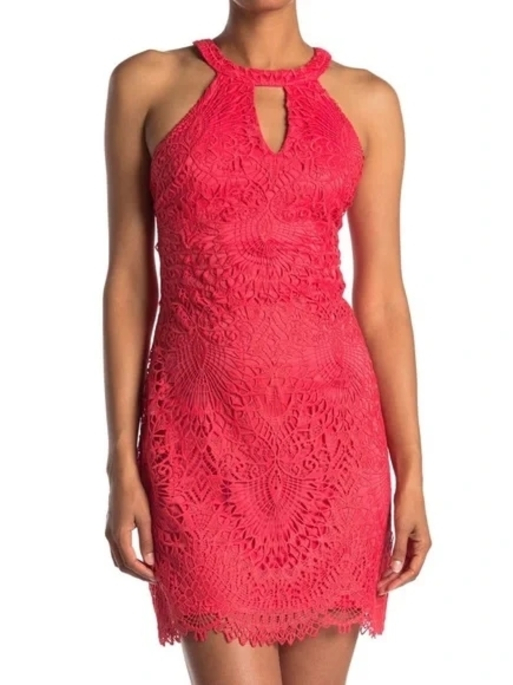 Guess Keyhole Cutot Lace Mini Dress